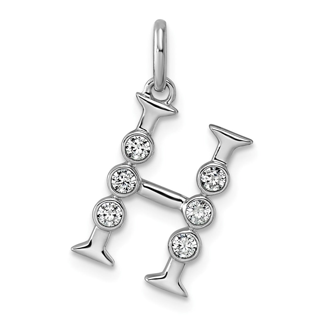 Sterling Silver Rhodium-plated 0.16 Cttw Lab Grown Diamond VS+ F+ Letter A Comp Pendant – Elegant Jewelry Gift for Birthday, Anniversary, Engagement, Wedding