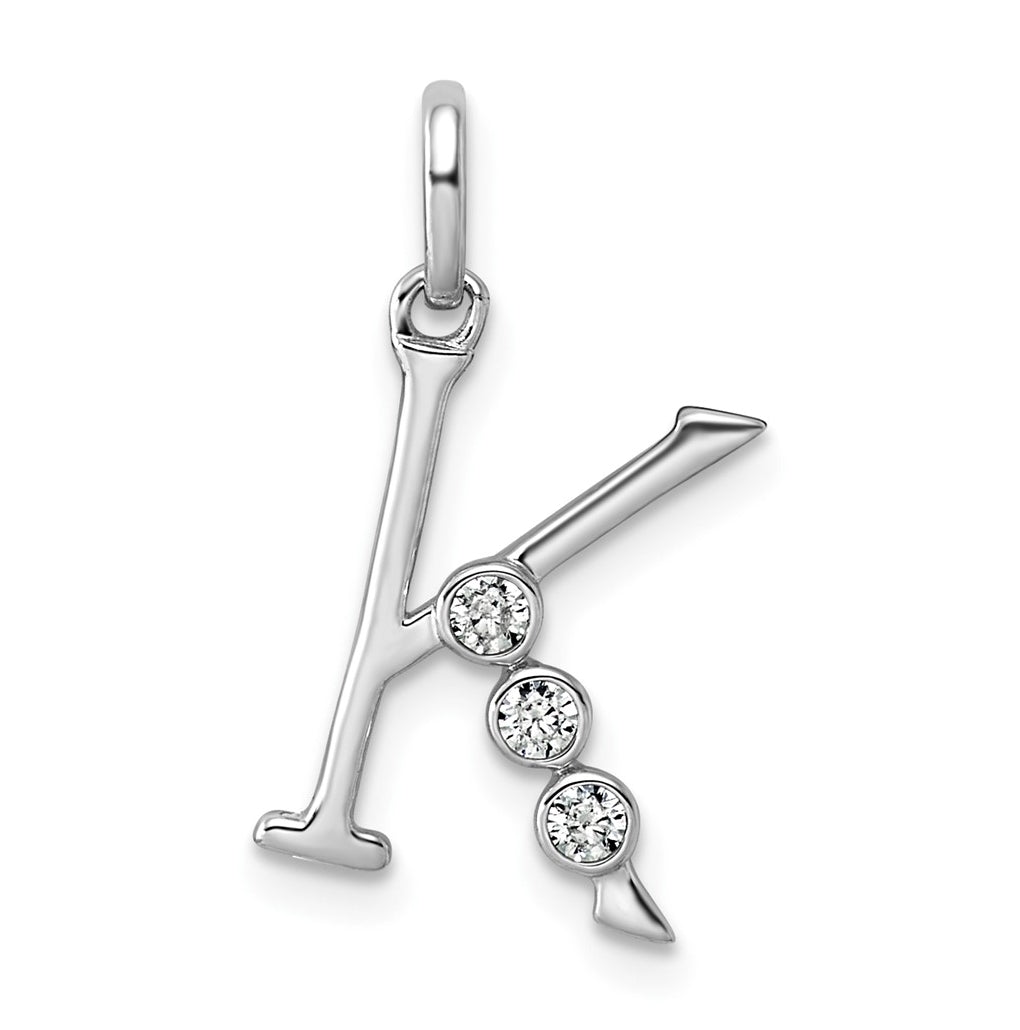Sterling Silver Rhodium-plated 0.16 Cttw Lab Grown Diamond VS+ F+ Letter A Comp Pendant – Elegant Jewelry Gift for Birthday, Anniversary, Engagement, Wedding