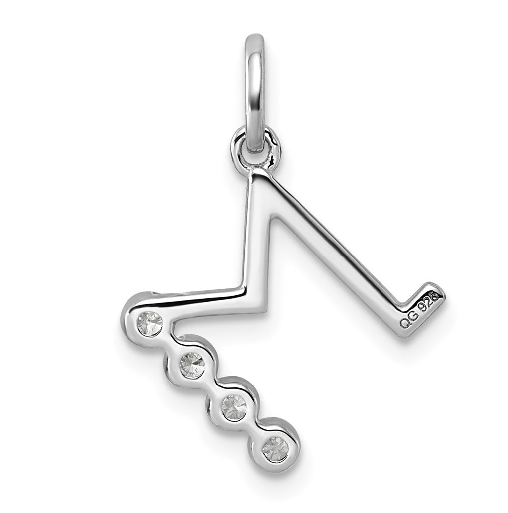 Sterling Silver Rhodium-plated 0.16 Cttw Lab Grown Diamond VS+ F+ Letter A Comp Pendant – Elegant Jewelry Gift for Birthday, Anniversary, Engagement, Wedding