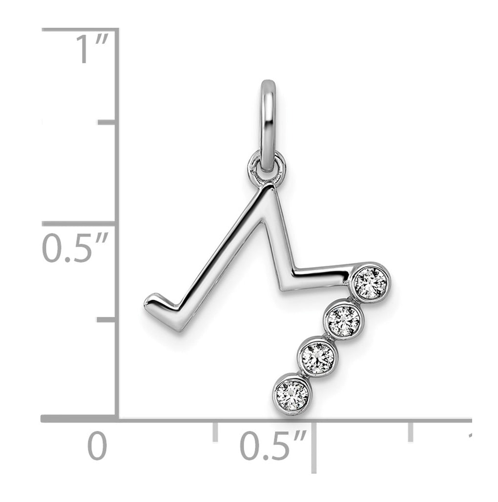 Sterling Silver Rhodium-plated 0.16 Cttw Lab Grown Diamond VS+ F+ Letter A Comp Pendant – Elegant Jewelry Gift for Birthday, Anniversary, Engagement, Wedding