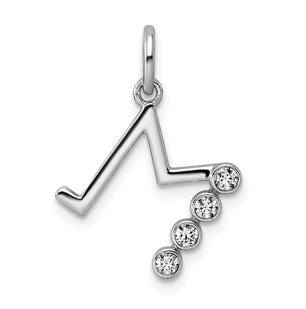 Sterling Silver Rhodium-plated 0.16 Cttw Lab Grown Diamond VS+ F+ Letter A Comp Pendant – Elegant Jewelry Gift for Birthday, Anniversary, Engagement, Wedding