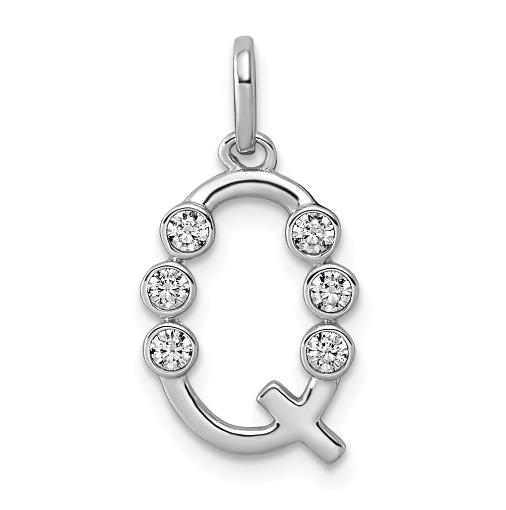 Sterling Silver Rhodium-plated 0.16 Cttw Lab Grown Diamond VS+ F+ Letter A Comp Pendant – Elegant Jewelry Gift for Birthday, Anniversary, Engagement, Wedding