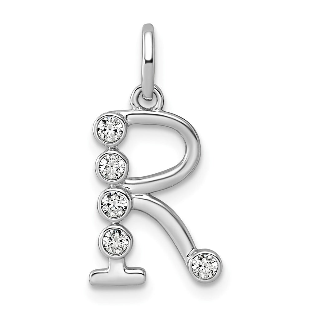 Sterling Silver Rhodium-plated 0.16 Cttw Lab Grown Diamond VS+ F+ Letter A Comp Pendant – Elegant Jewelry Gift for Birthday, Anniversary, Engagement, Wedding