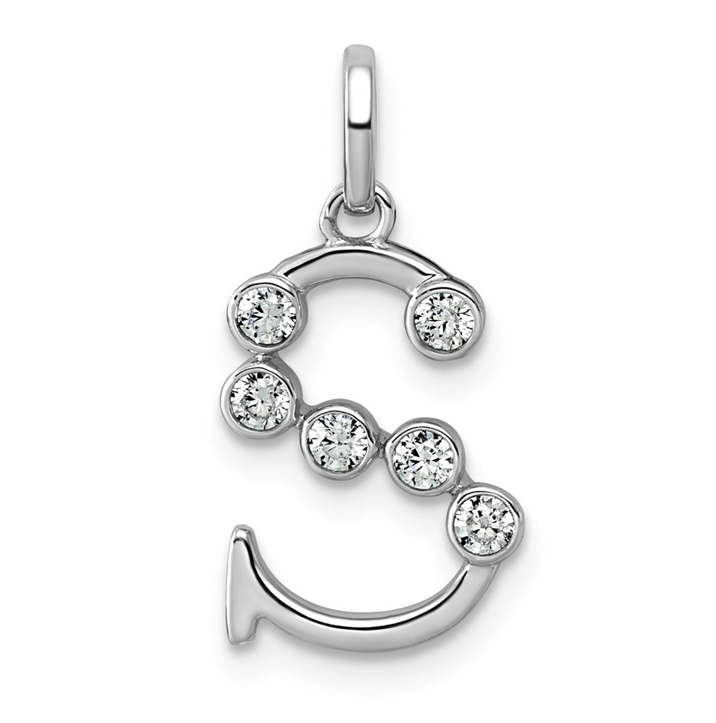 Sterling Silver Rhodium-plated 0.16 Cttw Lab Grown Diamond VS+ F+ Letter A Comp Pendant – Elegant Jewelry Gift for Birthday, Anniversary, Engagement, Wedding