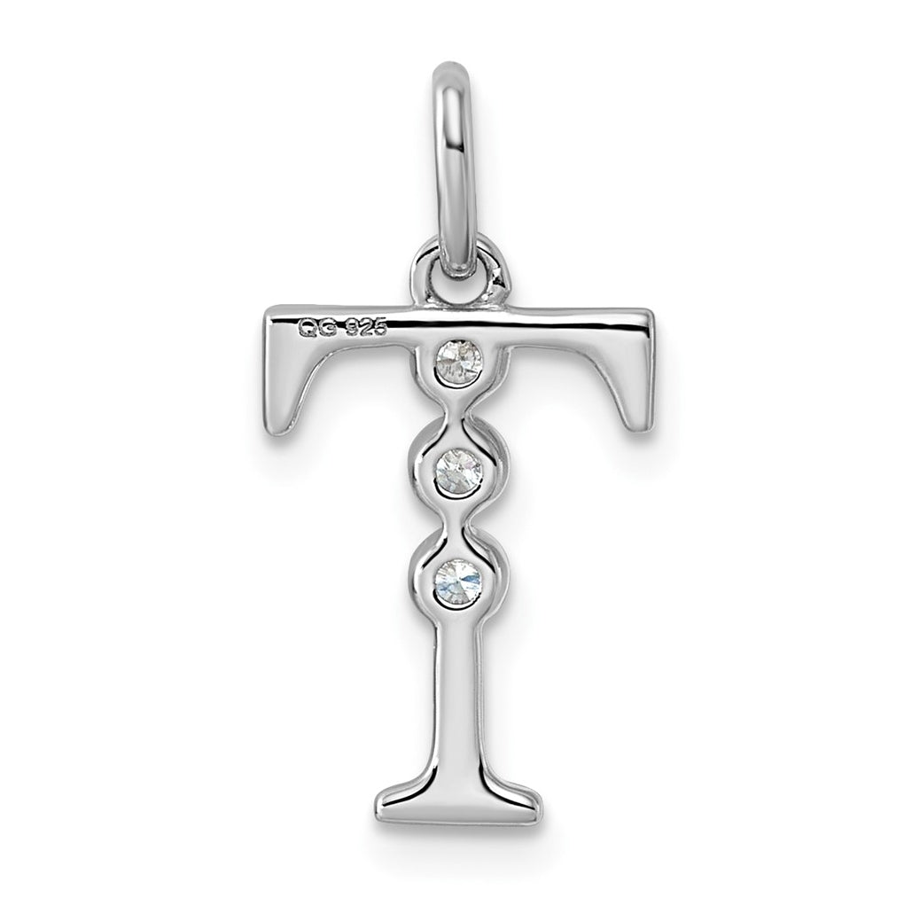 Sterling Silver Rhodium-plated 0.16 Cttw Lab Grown Diamond VS+ F+ Letter A Comp Pendant – Elegant Jewelry Gift for Birthday, Anniversary, Engagement, Wedding