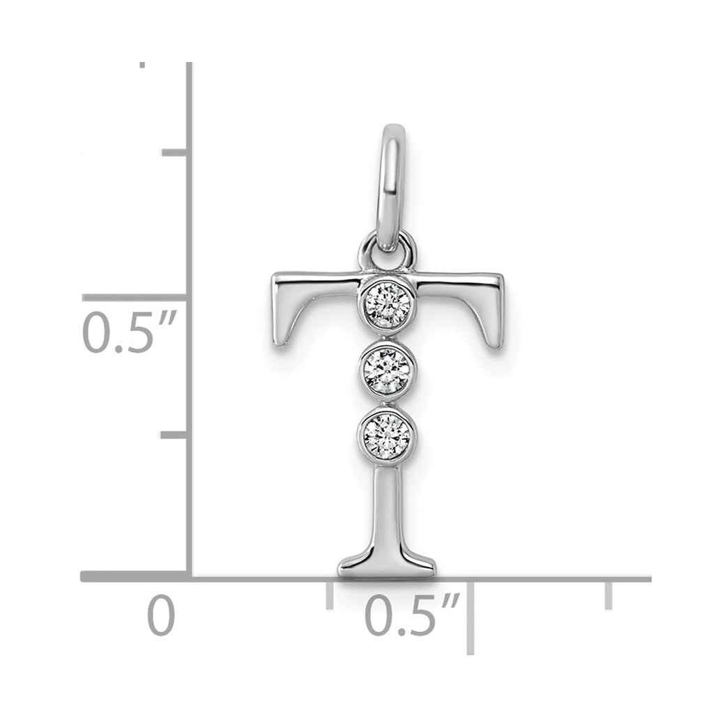 Sterling Silver Rhodium-plated 0.16 Cttw Lab Grown Diamond VS+ F+ Letter A Comp Pendant – Elegant Jewelry Gift for Birthday, Anniversary, Engagement, Wedding