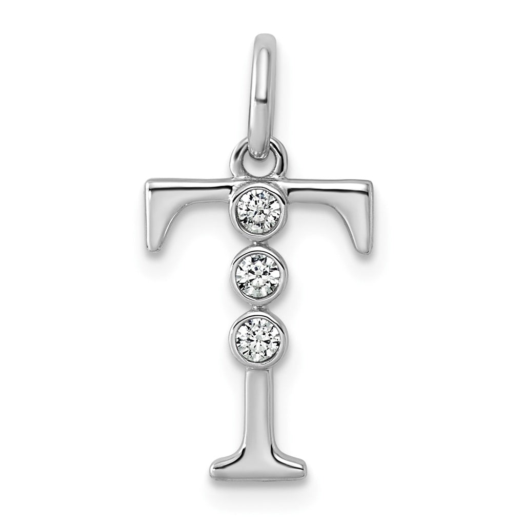 Sterling Silver Rhodium-plated 0.16 Cttw Lab Grown Diamond VS+ F+ Letter A Comp Pendant – Elegant Jewelry Gift for Birthday, Anniversary, Engagement, Wedding