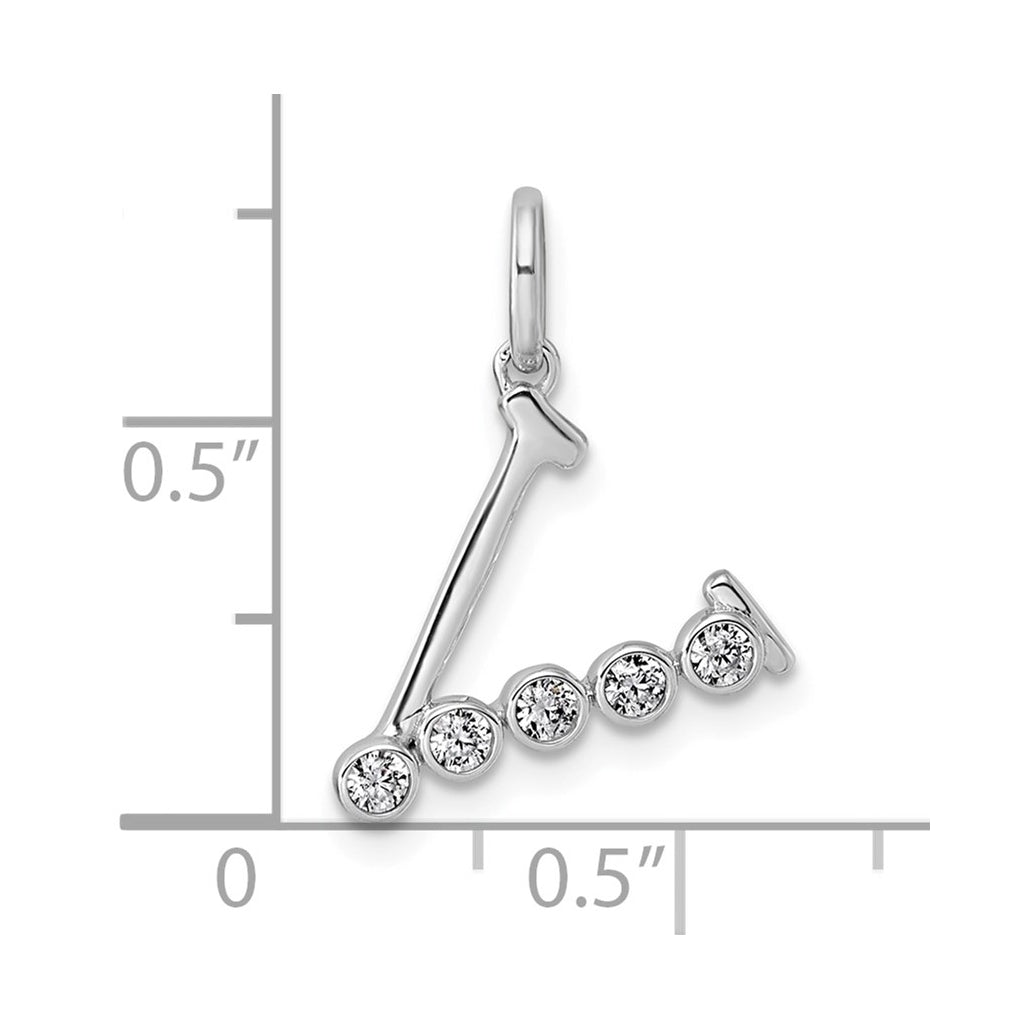 Sterling Silver Rhodium-plated 0.16 Cttw Lab Grown Diamond VS+ F+ Letter A Comp Pendant – Elegant Jewelry Gift for Birthday, Anniversary, Engagement, Wedding