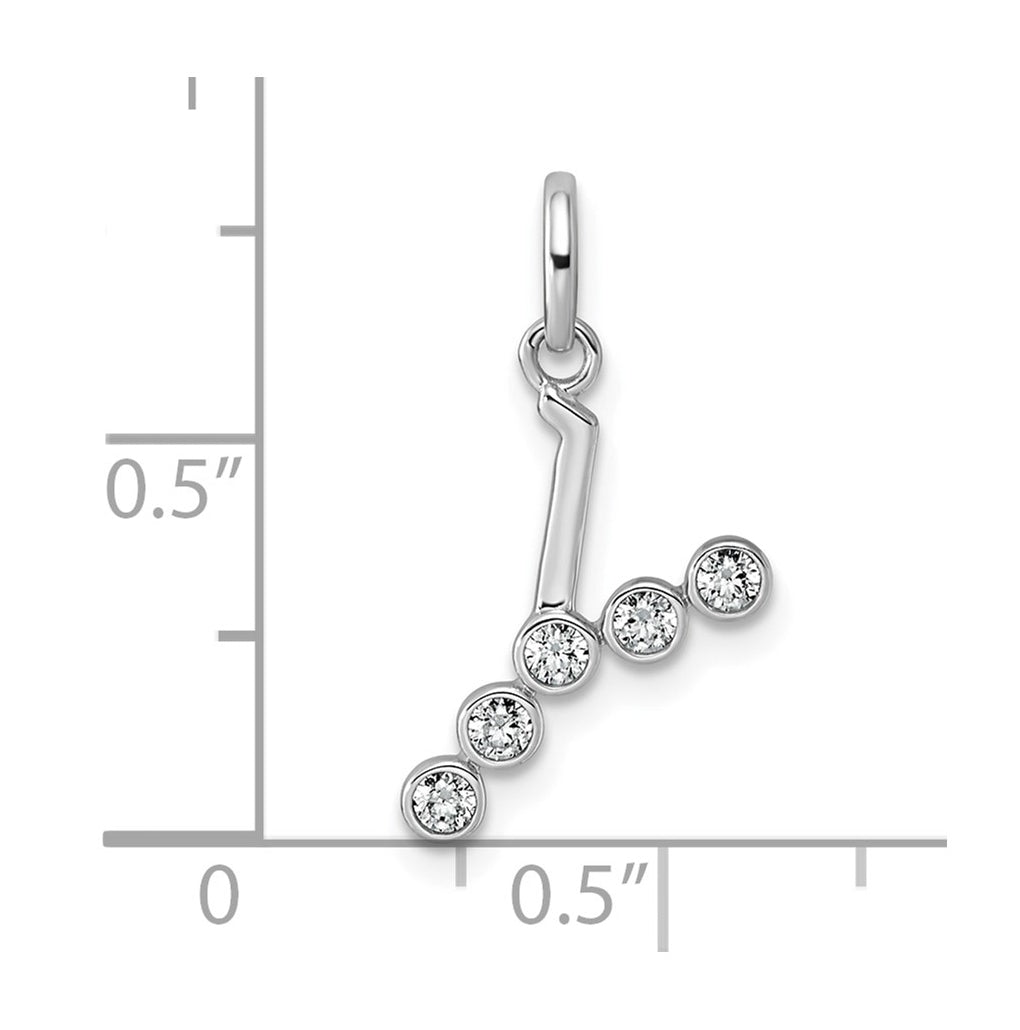 Sterling Silver Rhodium-plated 0.16 Cttw Lab Grown Diamond VS+ F+ Letter A Comp Pendant – Elegant Jewelry Gift for Birthday, Anniversary, Engagement, Wedding