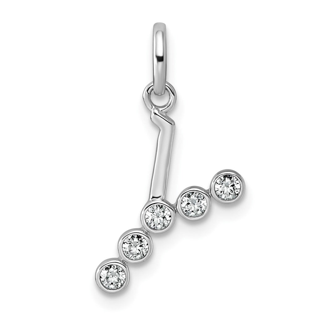 Sterling Silver Rhodium-plated 0.16 Cttw Lab Grown Diamond VS+ F+ Letter A Comp Pendant – Elegant Jewelry Gift for Birthday, Anniversary, Engagement, Wedding