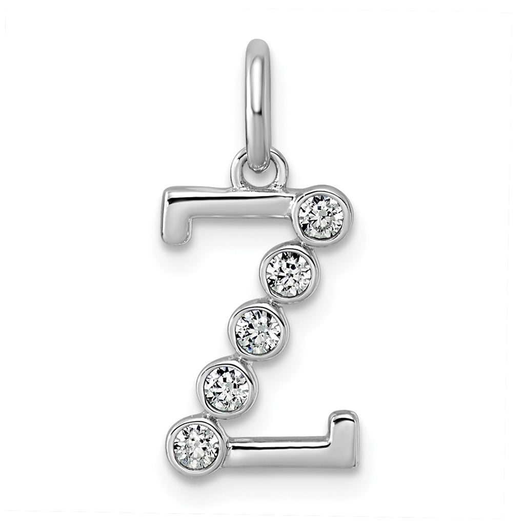 Sterling Silver Rhodium-plated 0.16 Cttw Lab Grown Diamond VS+ F+ Letter A Comp Pendant – Elegant Jewelry Gift for Birthday, Anniversary, Engagement, Wedding
