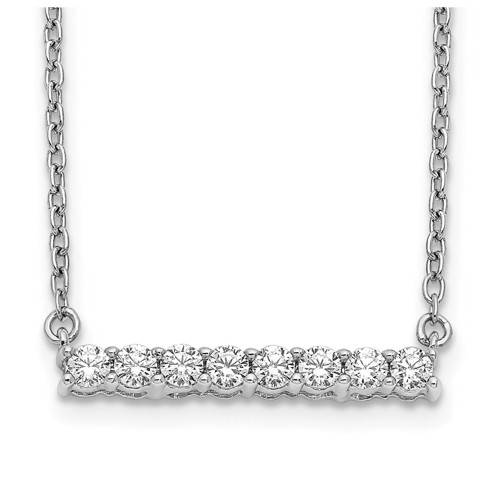 10k White Gold 1/4ct Lab Grown Diamond VS/SI+ G+ Complete 18in Bar Necklace – Elegant Jewelry Gift for Birthday, Anniversary, Engagement, Wedding