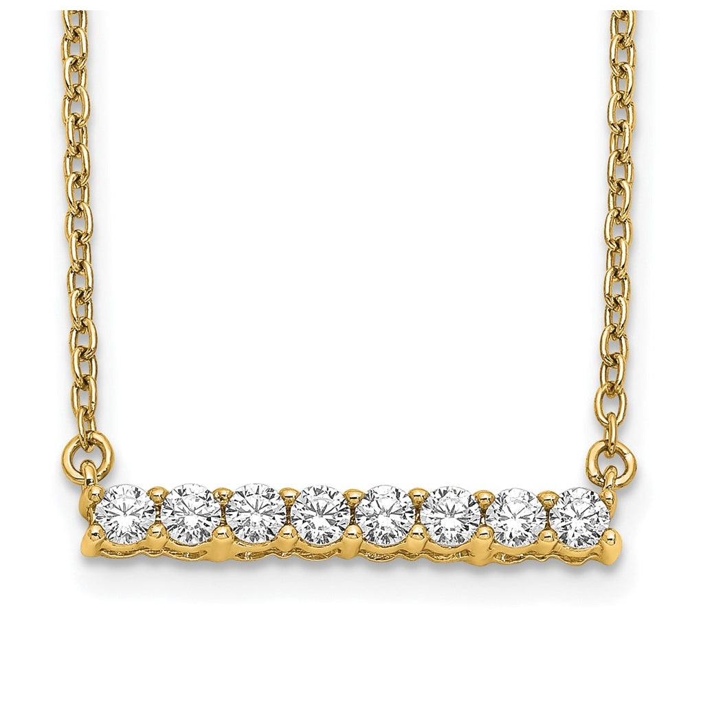 10k White Gold 1/4ct Lab Grown Diamond VS/SI+ G+ Complete 18in Bar Necklace – Elegant Jewelry Gift for Birthday, Anniversary, Engagement, Wedding