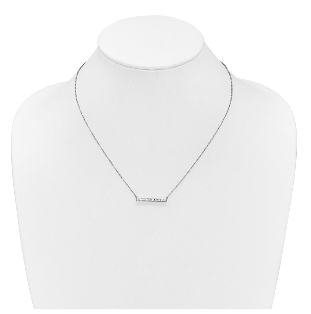 10k White Gold 1/4ct Lab Grown Diamond VS/SI+ G+ Complete 18in Bar Necklace – Elegant Jewelry Gift for Birthday, Anniversary, Engagement, Wedding