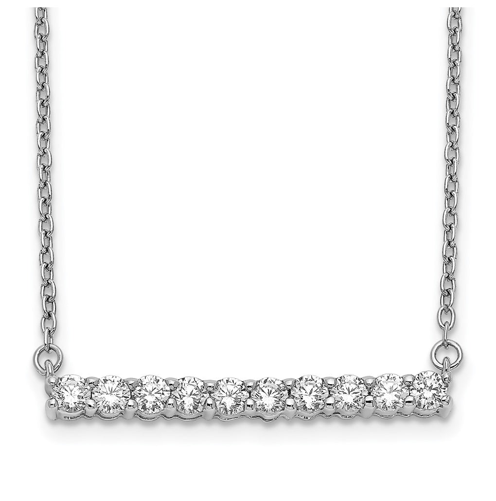 10k White Gold 1/4ct Lab Grown Diamond VS/SI+ G+ Complete 18in Bar Necklace – Elegant Jewelry Gift for Birthday, Anniversary, Engagement, Wedding