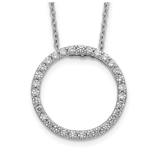 10k White Gold 1/2ct Lab Grown Diamond VS/SI+ G+ 18in Round Pendant Necklace – Elegant Jewelry Gift for Birthday, Anniversary, Engagement, Wedding
