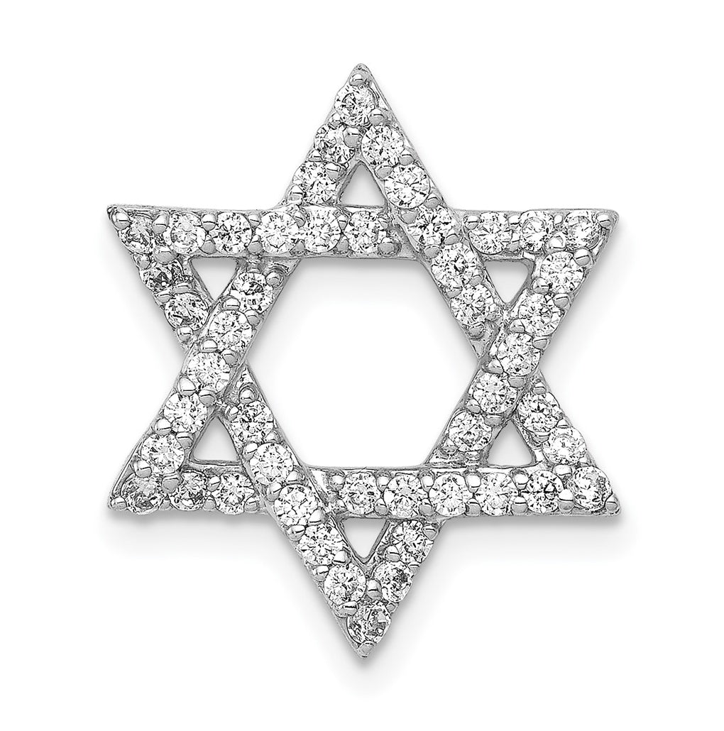 Sterling Silver Rhodium-plated 1/2ct Lab Grown Diamond VS/SI+ G+ Star of David Chain Slide – Elegant Jewelry Gift for Birthday, Anniversary, Engagement, Wedding