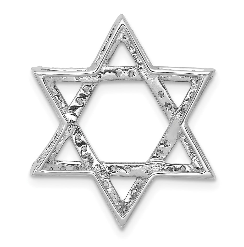 Sterling Silver Rhodium-plated 1/2ct Lab Grown Diamond VS/SI+ G+ Star of David Chain Slide – Elegant Jewelry Gift for Birthday, Anniversary, Engagement, Wedding