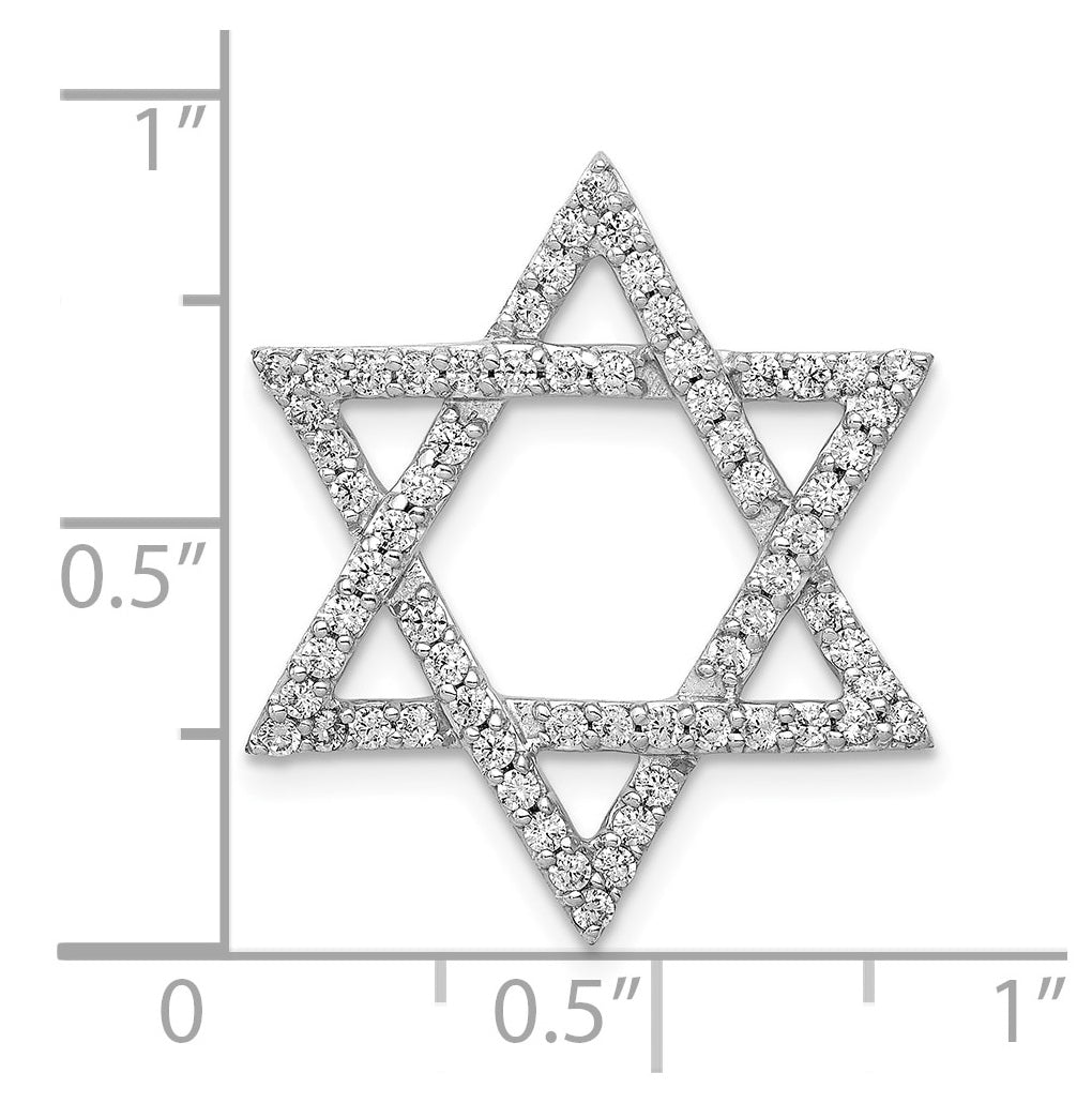Sterling Silver Rhodium-plated 1/2ct Lab Grown Diamond VS/SI+ G+ Star of David Chain Slide – Elegant Jewelry Gift for Birthday, Anniversary, Engagement, Wedding