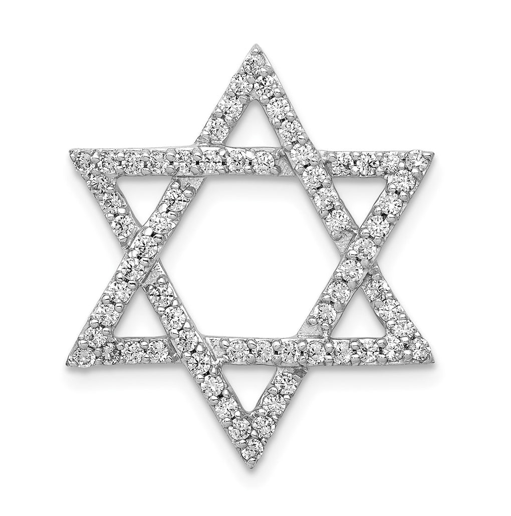 Sterling Silver Rhodium-plated 1/2ct Lab Grown Diamond VS/SI+ G+ Star of David Chain Slide – Elegant Jewelry Gift for Birthday, Anniversary, Engagement, Wedding