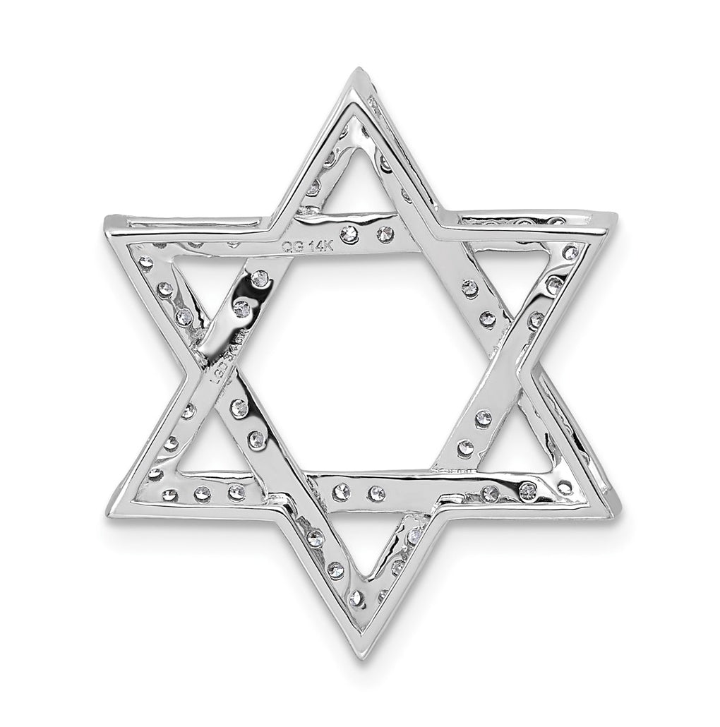 Sterling Silver Rhodium-plated 1/2ct Lab Grown Diamond VS/SI+ G+ Star of David Chain Slide – Elegant Jewelry Gift for Birthday, Anniversary, Engagement, Wedding