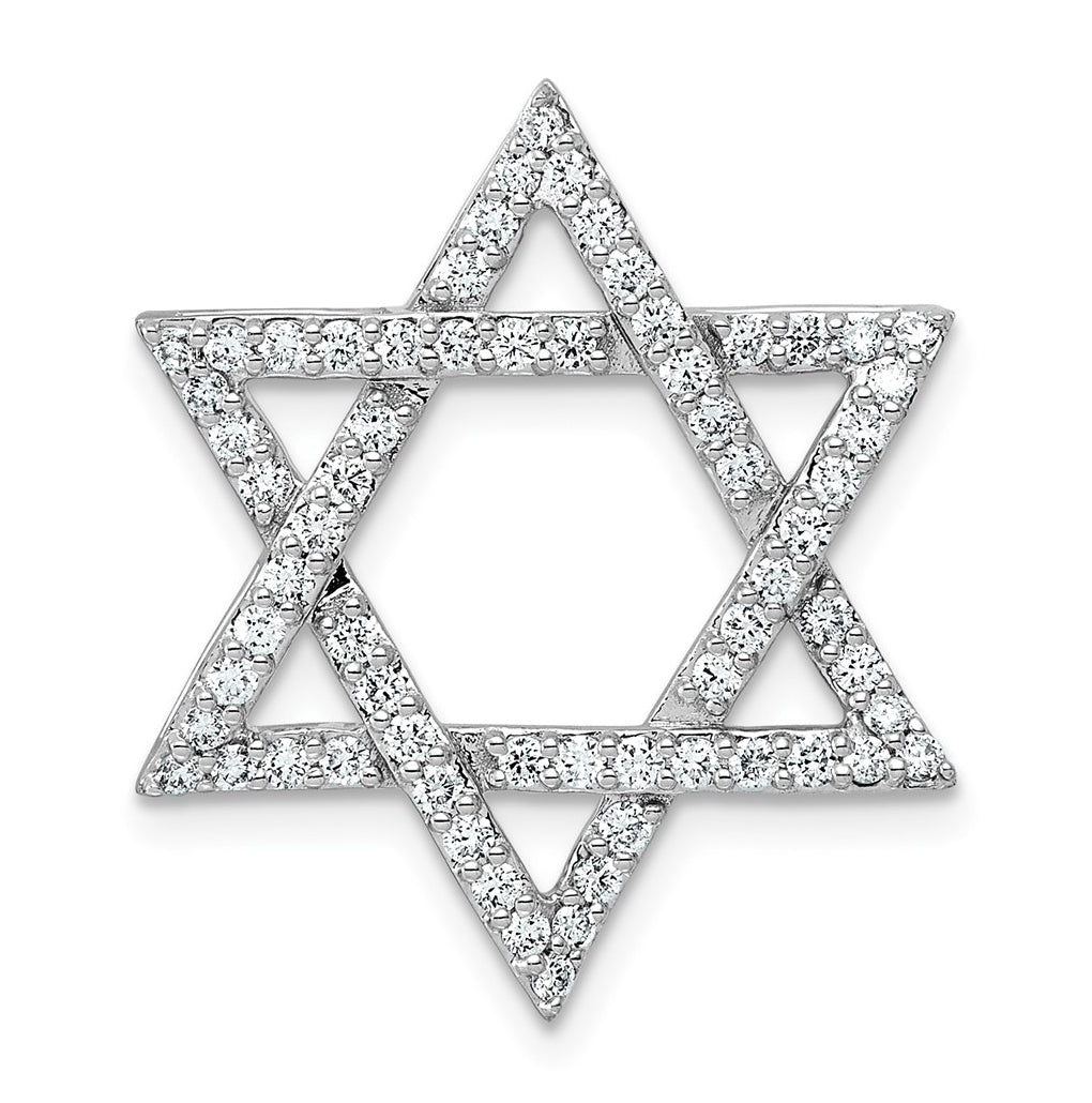 Sterling Silver Rhodium-plated 1/2ct Lab Grown Diamond VS/SI+ G+ Star of David Chain Slide – Elegant Jewelry Gift for Birthday, Anniversary, Engagement, Wedding