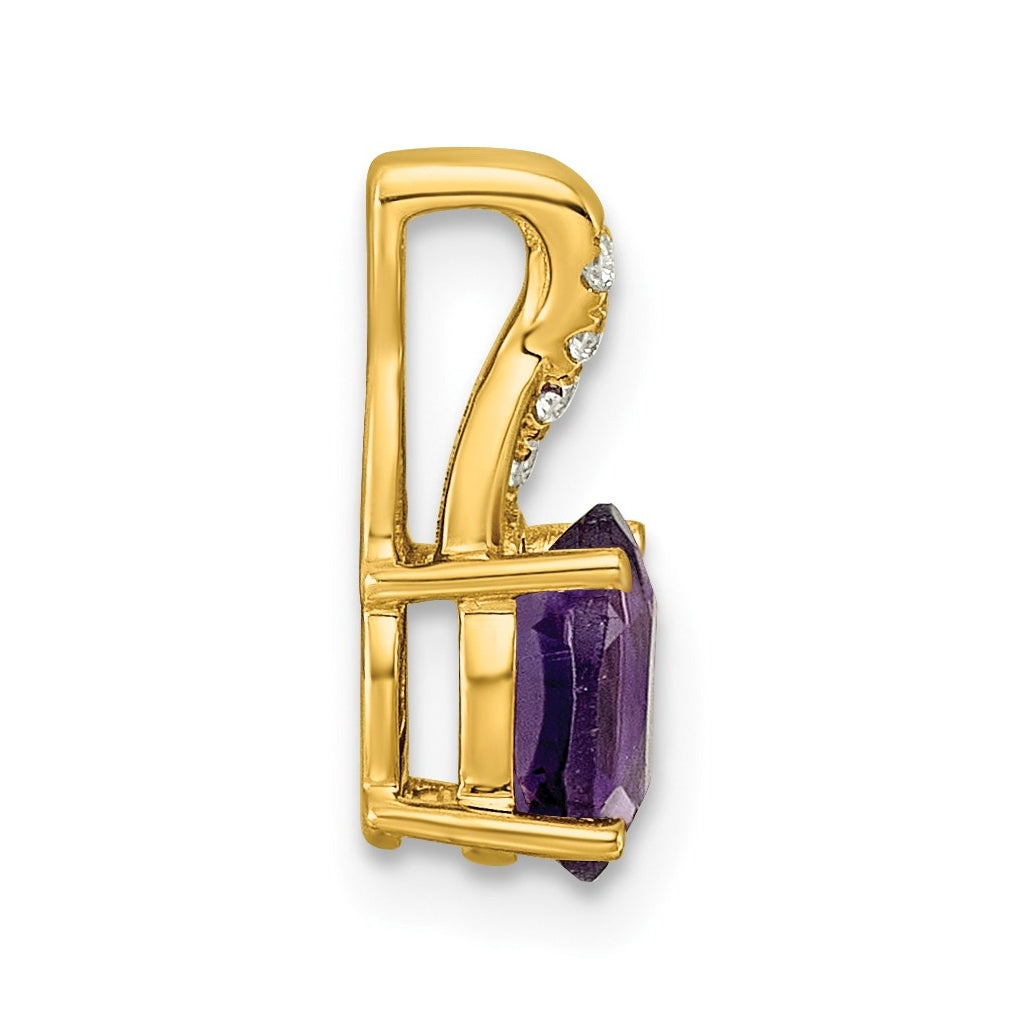 10K Yellow Gold Amethyst and Lab Grown Diamond VS/SI+ G+ Oval February Birthstone Complete Pendant – Elegant Jewelry Gift for Birthday, Anniversary, Engagement, Wedding