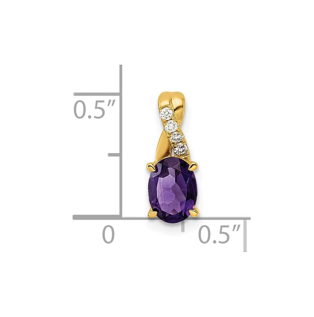 14k Yellow Gold Amethyst and Lab Grown Diamond VS/SI+ G+ Oval February Birthstone Complete Pendant – Elegant Jewelry Gift for Birthday, Anniversary, Engagement, Wedding