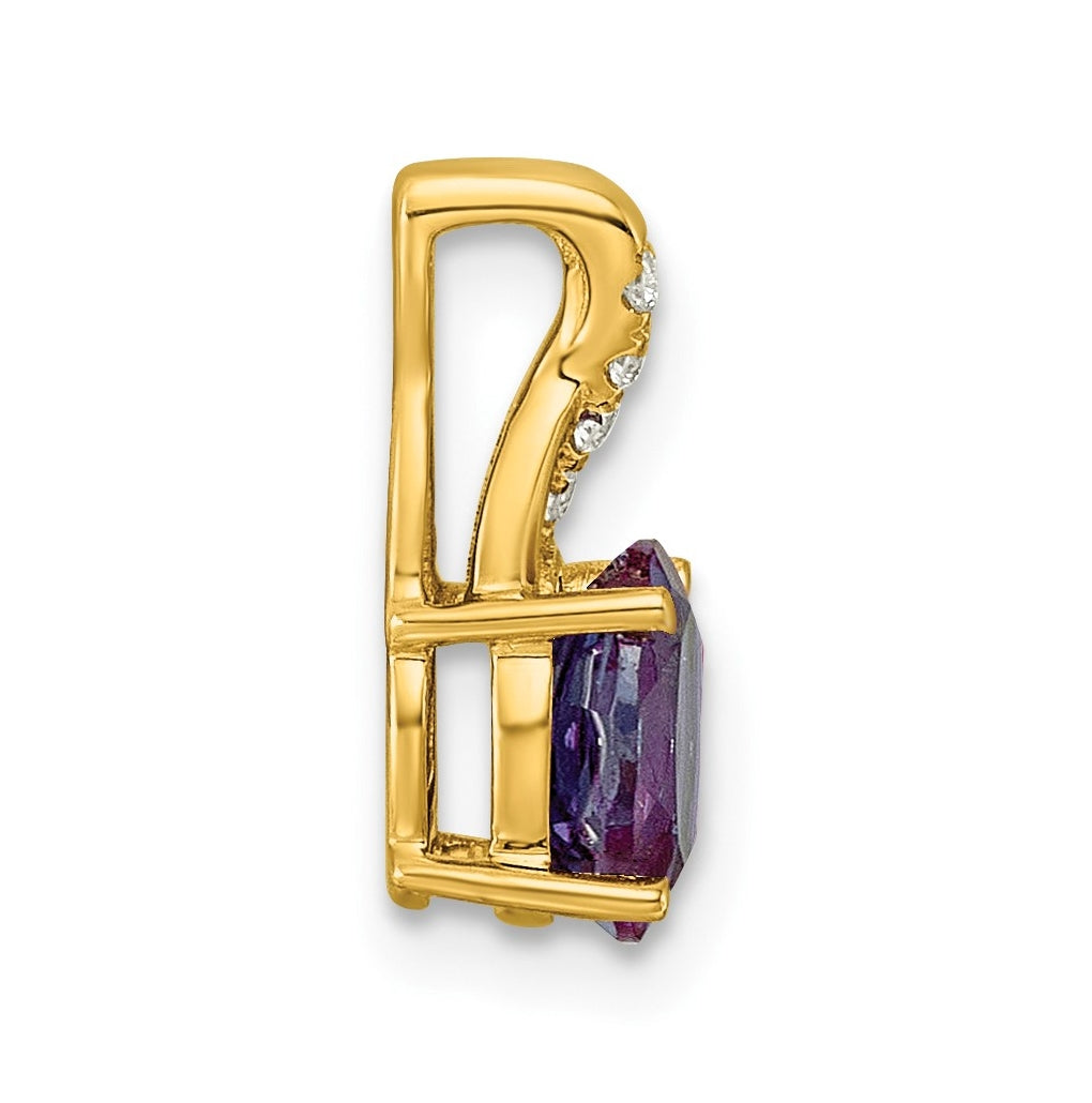 14k Yellow Gold Amethyst and Lab Grown Diamond VS/SI+ G+ Oval February Birthstone Complete Pendant – Elegant Jewelry Gift for Birthday, Anniversary, Engagement, Wedding