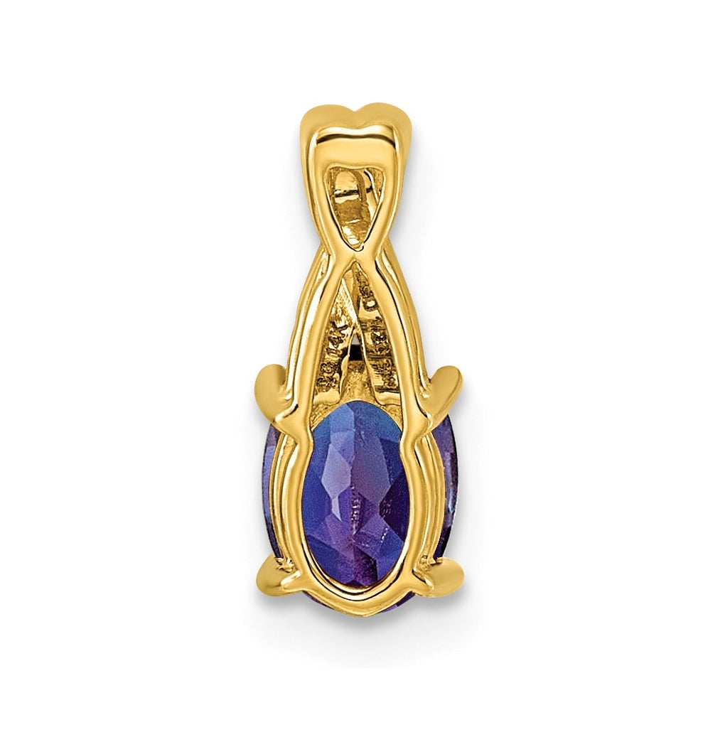 14k Yellow Gold Amethyst and Lab Grown Diamond VS/SI+ G+ Oval February Birthstone Complete Pendant – Elegant Jewelry Gift for Birthday, Anniversary, Engagement, Wedding