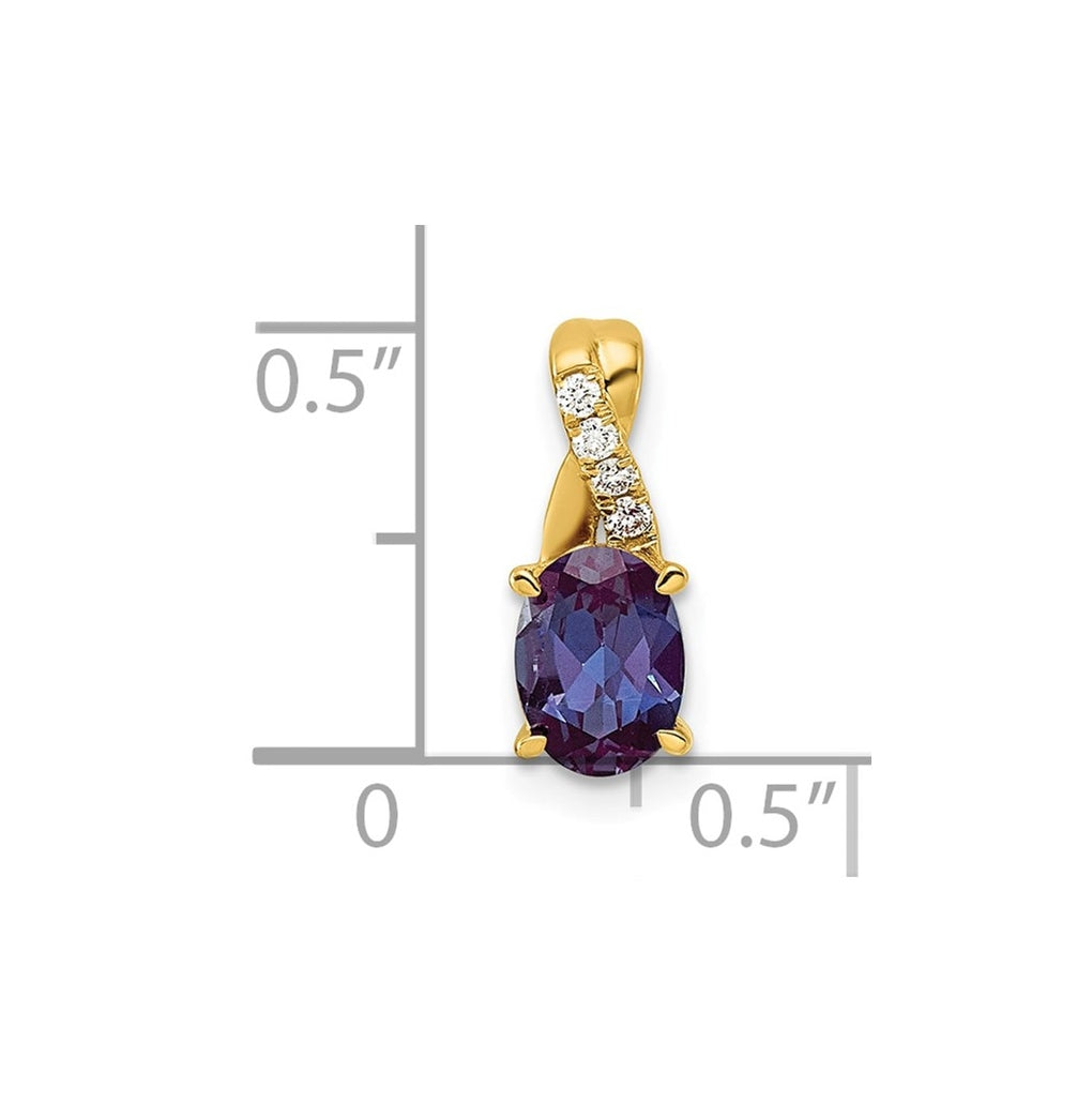 14k Yellow Gold Amethyst and Lab Grown Diamond VS/SI+ G+ Oval February Birthstone Complete Pendant – Elegant Jewelry Gift for Birthday, Anniversary, Engagement, Wedding