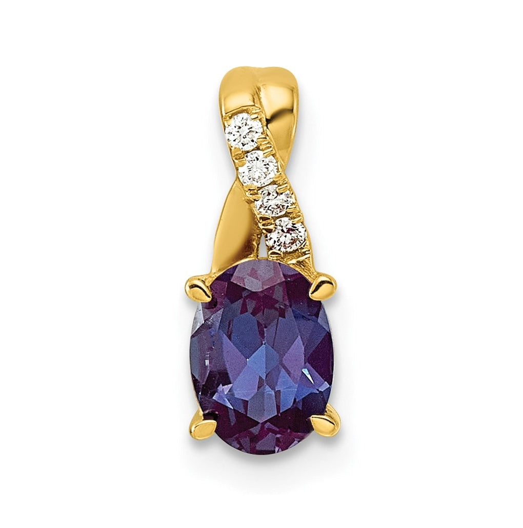 14k Yellow Gold Amethyst and Lab Grown Diamond VS/SI+ G+ Oval February Birthstone Complete Pendant – Elegant Jewelry Gift for Birthday, Anniversary, Engagement, Wedding