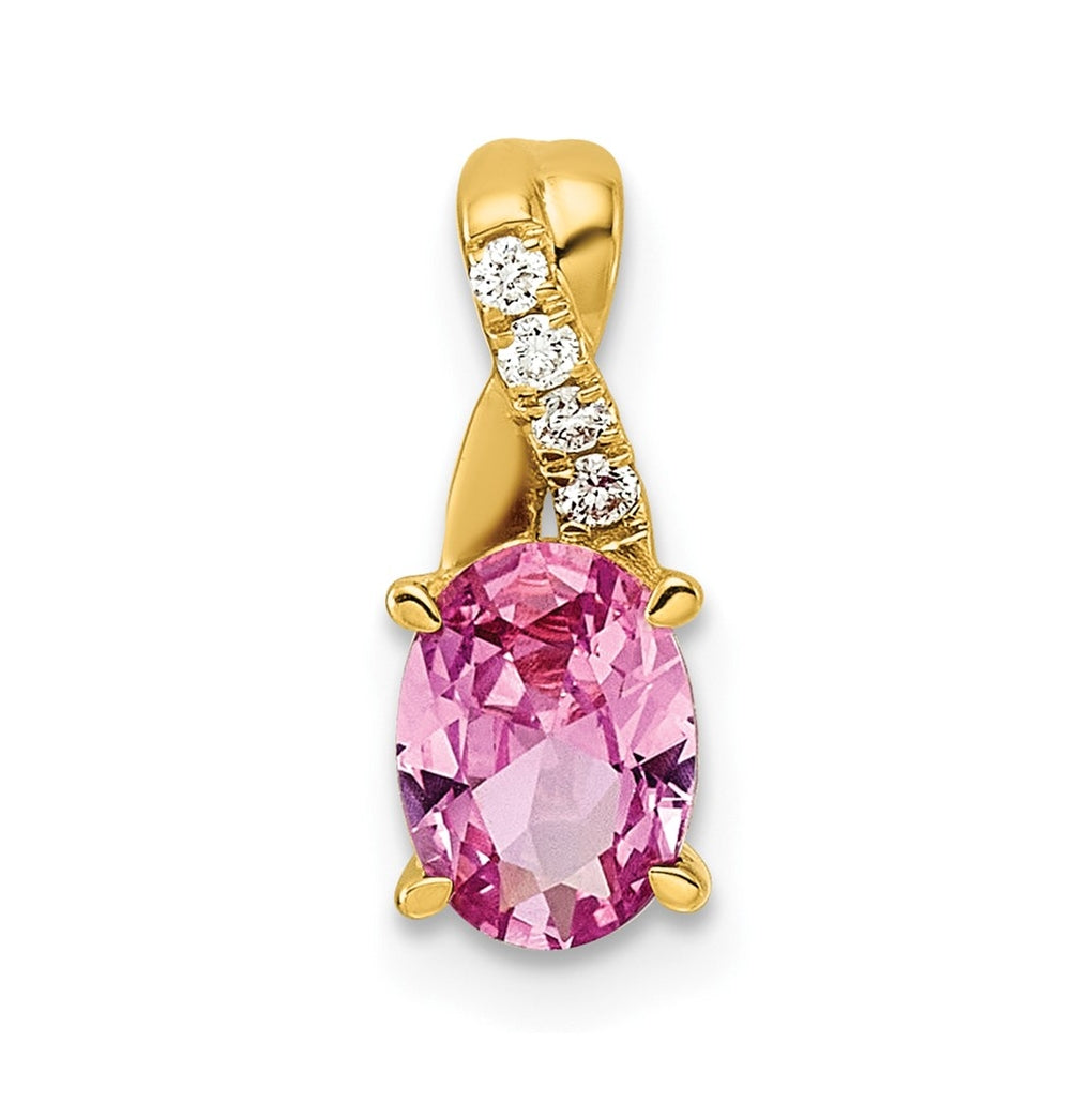 14k Yellow Gold Amethyst and Lab Grown Diamond VS/SI+ G+ Oval February Birthstone Complete Pendant – Elegant Jewelry Gift for Birthday, Anniversary, Engagement, Wedding