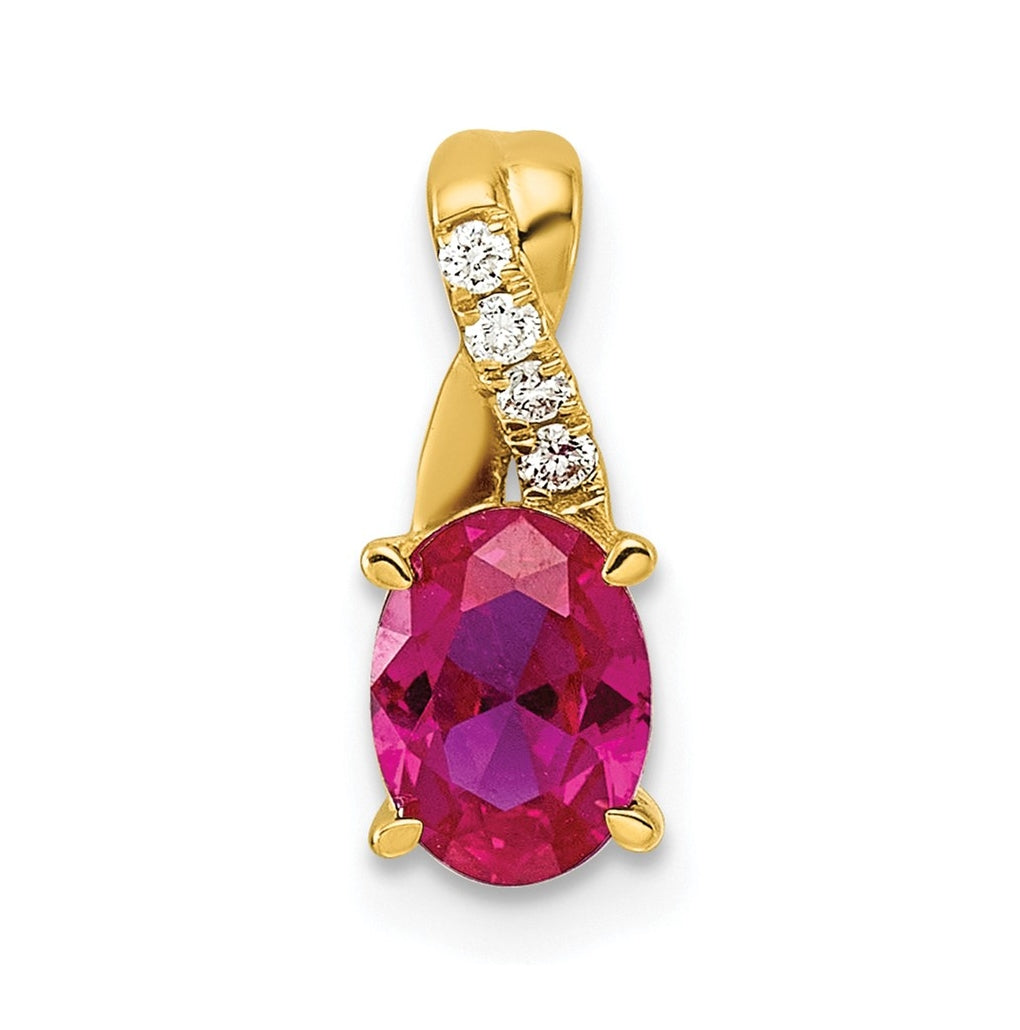 10K Yellow Gold Amethyst and Lab Grown Diamond VS/SI+ G+ Oval February Birthstone Complete Pendant – Elegant Jewelry Gift for Birthday, Anniversary, Engagement, Wedding