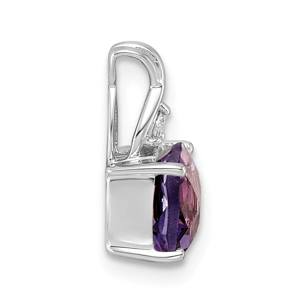 14k White Gold Checkerboard Amethyst and Lab Grown Diamond VS/SI+ G+ February Birthstone Complete Pendant – Elegant Jewelry Gift for Birthday, Anniversary, Engagement, Wedding