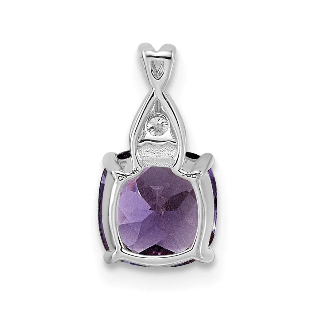 14k White Gold Checkerboard Amethyst and Lab Grown Diamond VS/SI+ G+ February Birthstone Complete Pendant – Elegant Jewelry Gift for Birthday, Anniversary, Engagement, Wedding