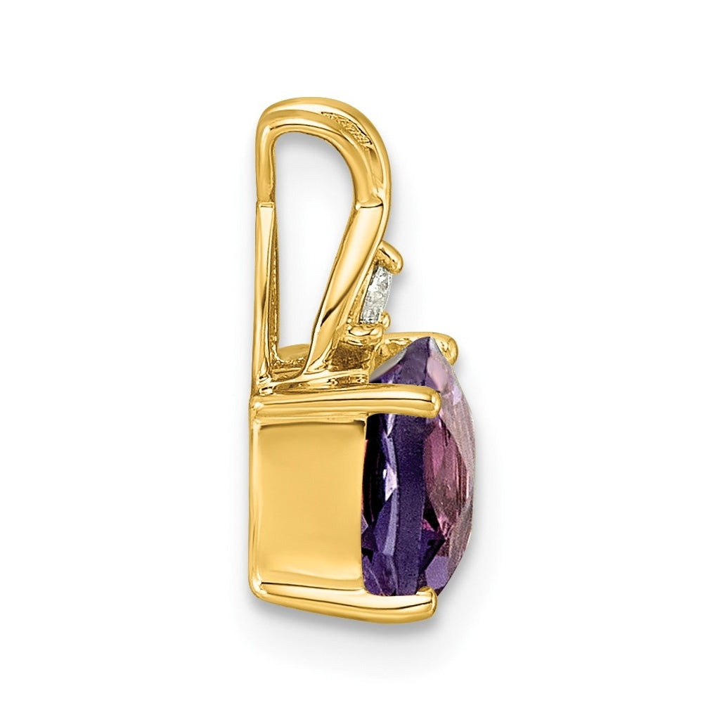 14k White Gold Checkerboard Amethyst and Lab Grown Diamond VS/SI+ G+ February Birthstone Complete Pendant – Elegant Jewelry Gift for Birthday, Anniversary, Engagement, Wedding