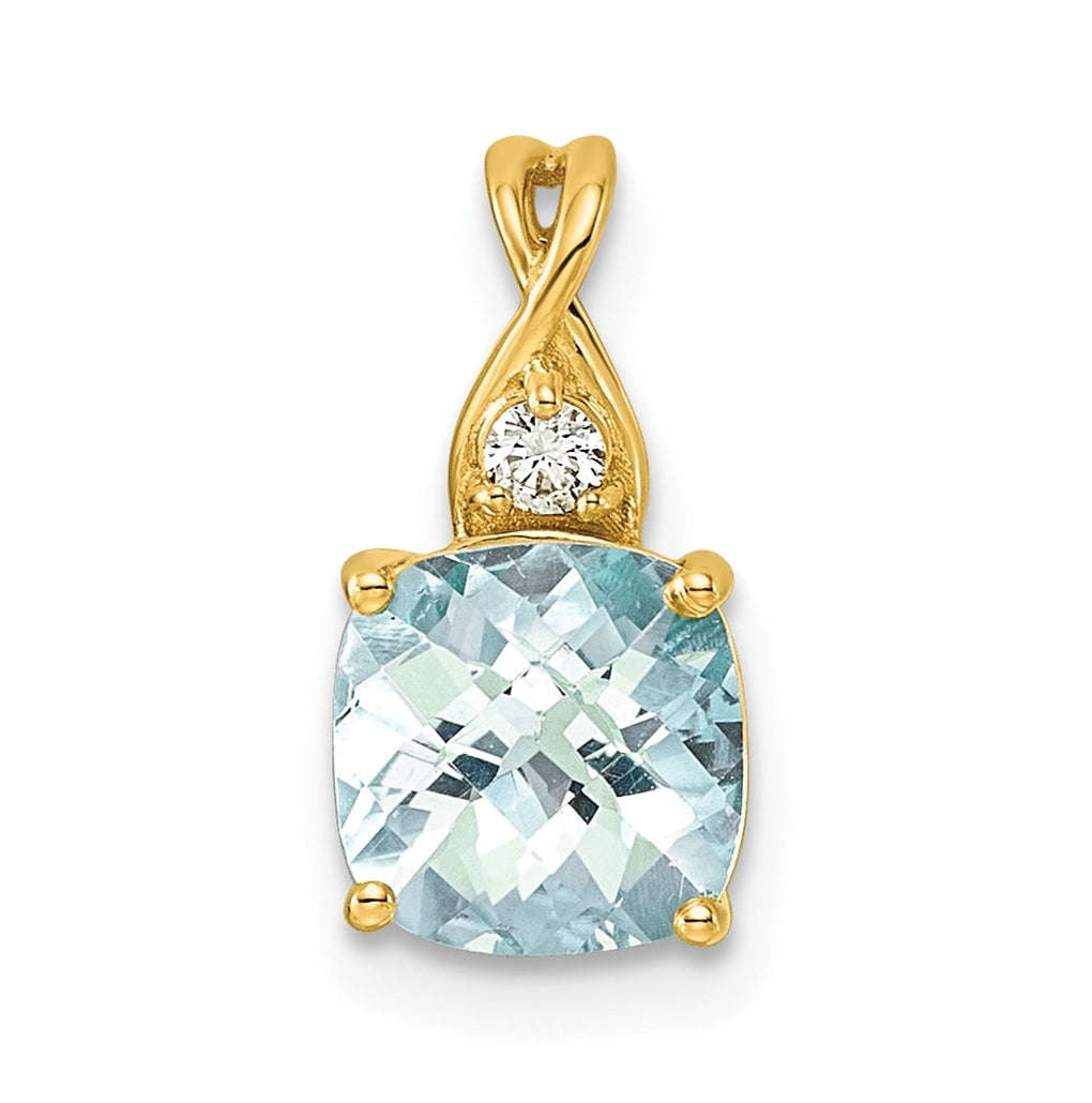 10K Yellow Gold Checkerboard Amethyst and Lab Grown Diamond VS/SI+ G+ February Birthstone Complete Pendant – Elegant Jewelry Gift for Birthday, Anniversary, Engagement, Wedding