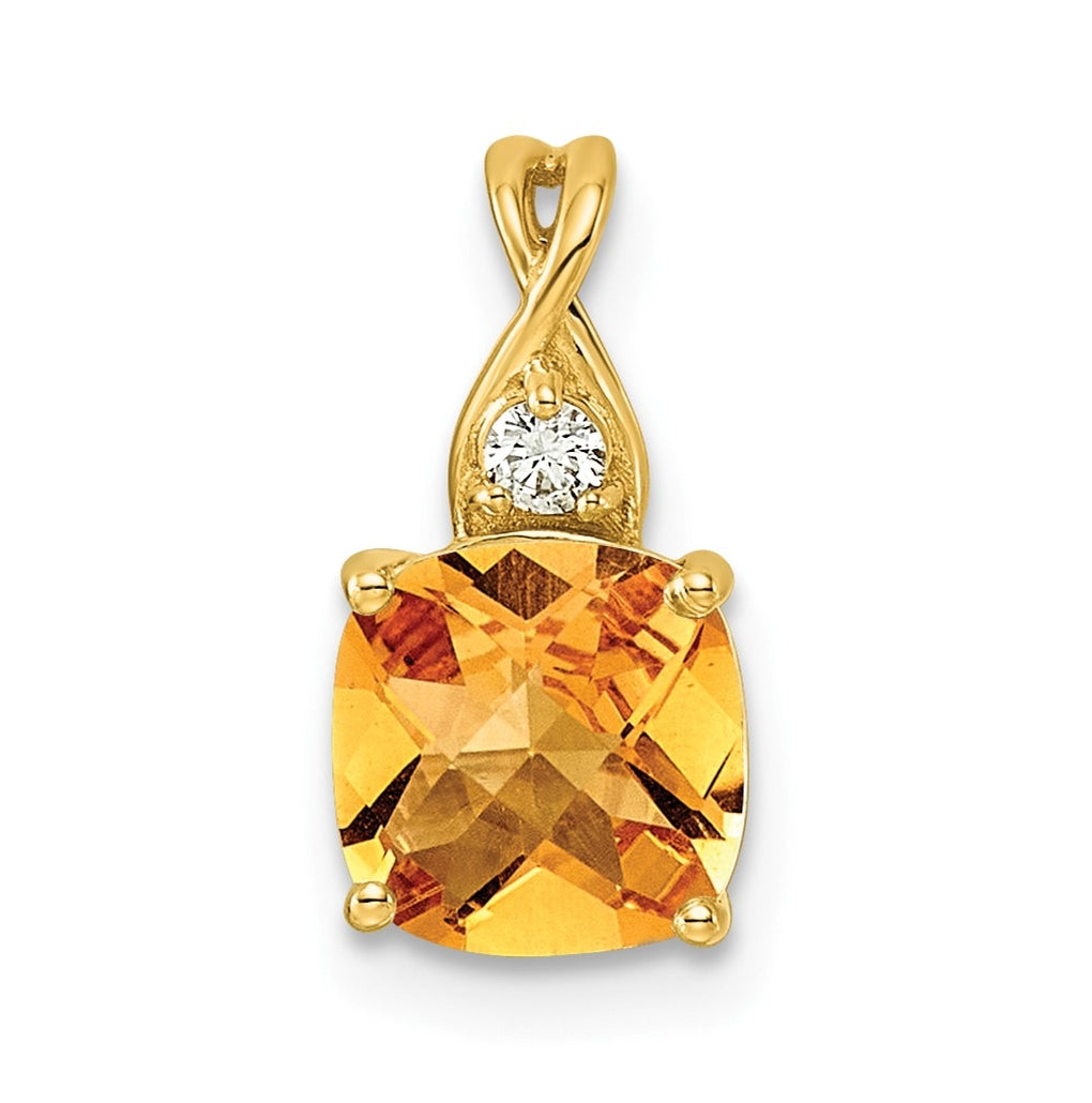 10K Yellow Gold Checkerboard Amethyst and Lab Grown Diamond VS/SI+ G+ February Birthstone Complete Pendant – Elegant Jewelry Gift for Birthday, Anniversary, Engagement, Wedding