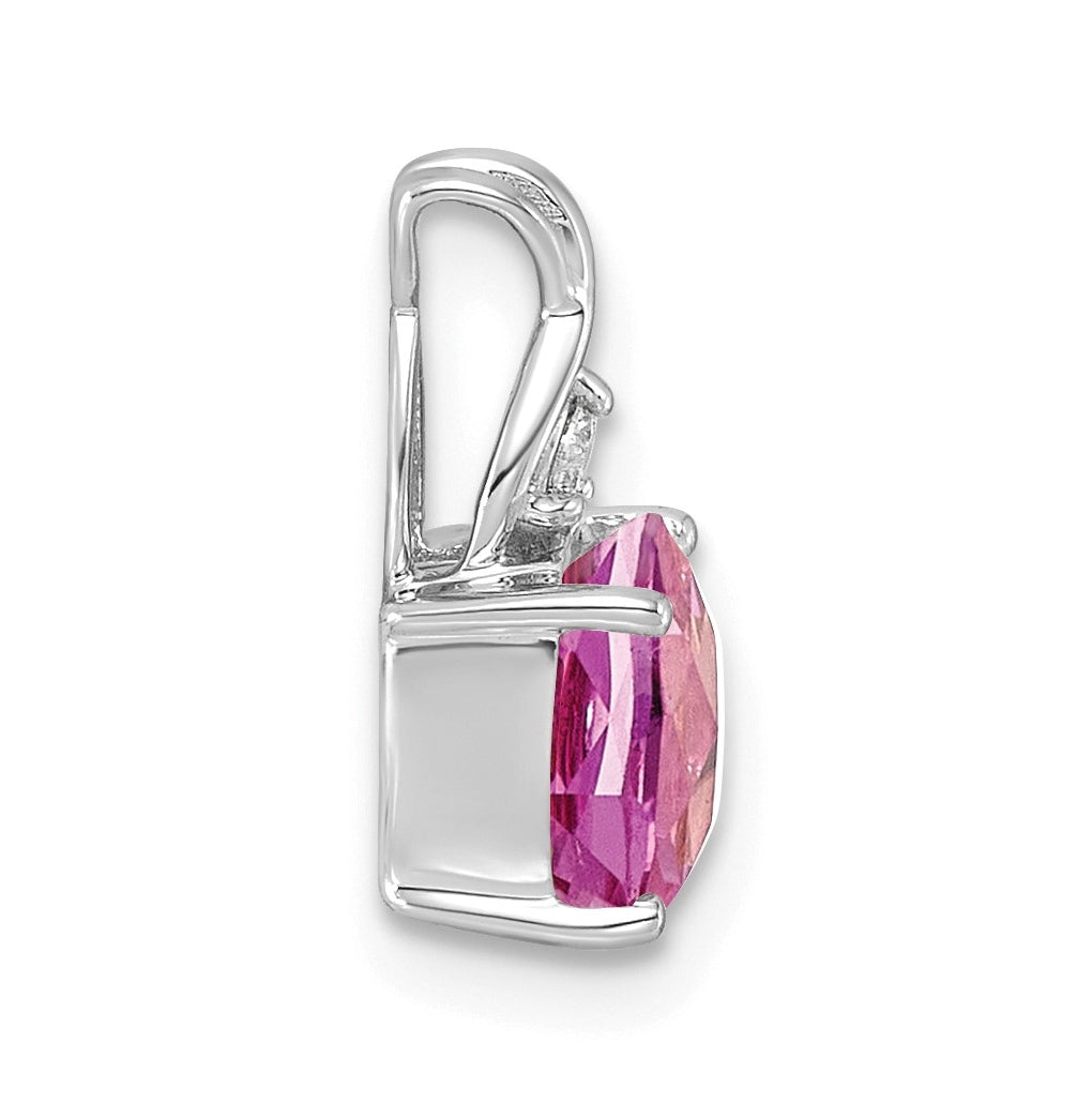 14k White Gold Checkerboard Amethyst and Lab Grown Diamond VS/SI+ G+ February Birthstone Complete Pendant – Elegant Jewelry Gift for Birthday, Anniversary, Engagement, Wedding