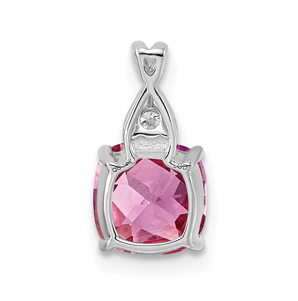14k White Gold Checkerboard Amethyst and Lab Grown Diamond VS/SI+ G+ February Birthstone Complete Pendant – Elegant Jewelry Gift for Birthday, Anniversary, Engagement, Wedding