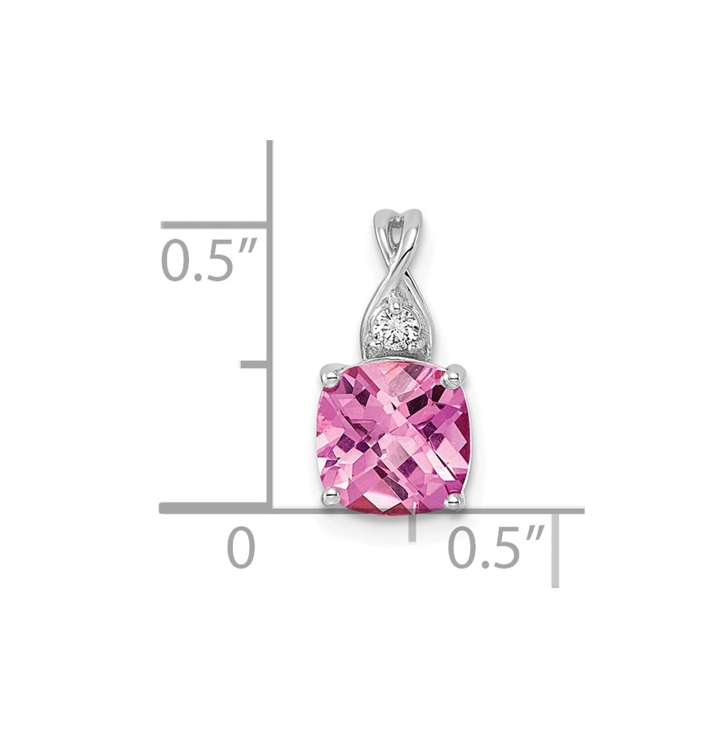 14k White Gold Checkerboard Amethyst and Lab Grown Diamond VS/SI+ G+ February Birthstone Complete Pendant – Elegant Jewelry Gift for Birthday, Anniversary, Engagement, Wedding