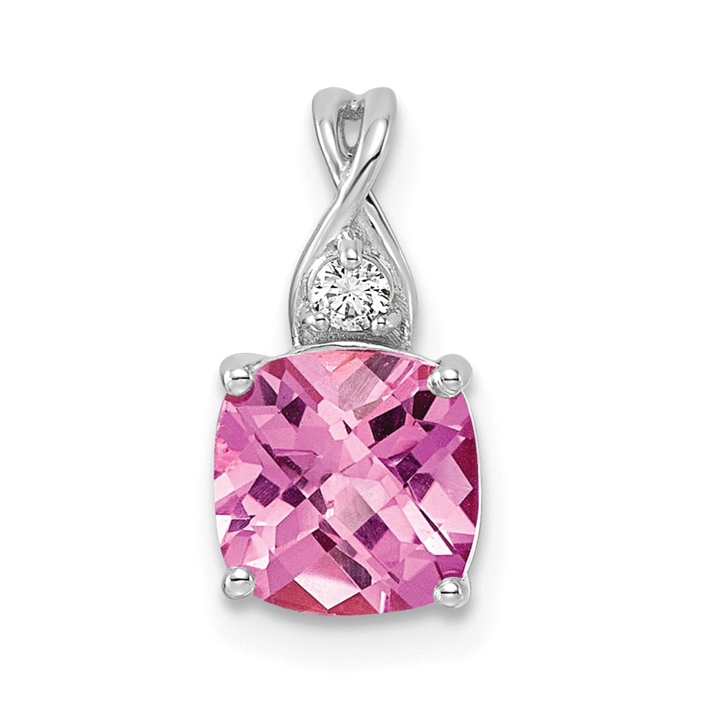 14k White Gold Checkerboard Amethyst and Lab Grown Diamond VS/SI+ G+ February Birthstone Complete Pendant – Elegant Jewelry Gift for Birthday, Anniversary, Engagement, Wedding