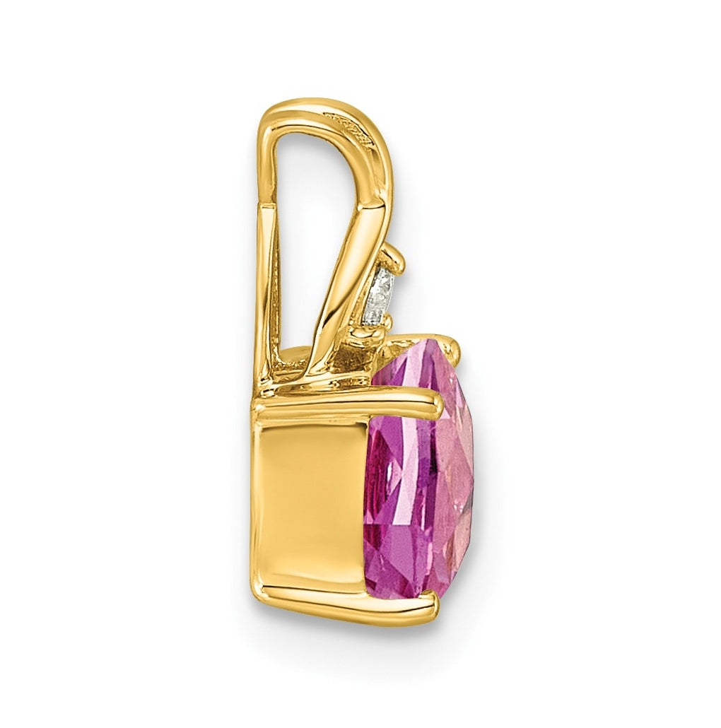 14k White Gold Checkerboard Amethyst and Lab Grown Diamond VS/SI+ G+ February Birthstone Complete Pendant – Elegant Jewelry Gift for Birthday, Anniversary, Engagement, Wedding