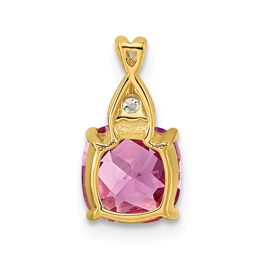 14k White Gold Checkerboard Amethyst and Lab Grown Diamond VS/SI+ G+ February Birthstone Complete Pendant – Elegant Jewelry Gift for Birthday, Anniversary, Engagement, Wedding