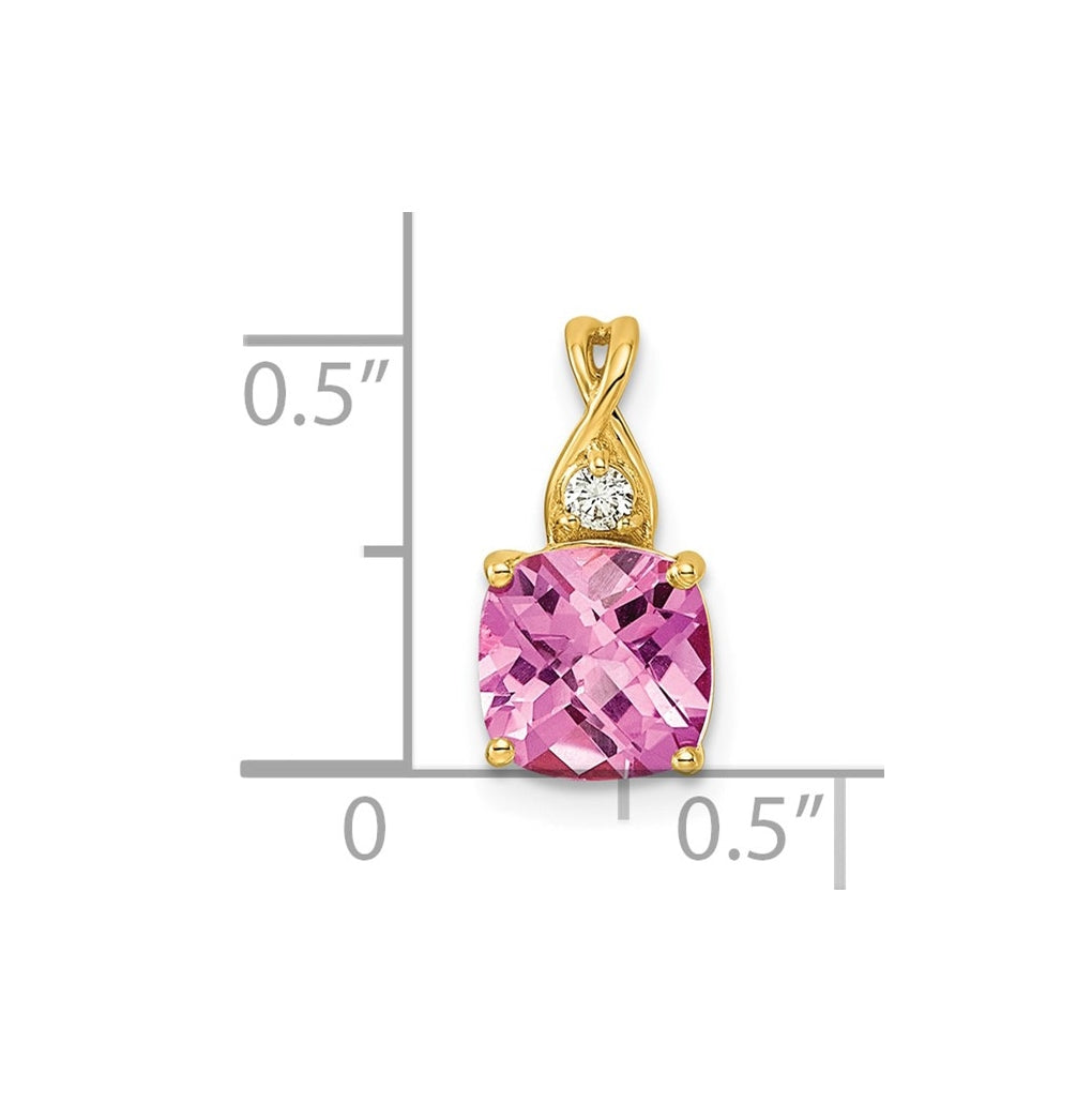 14k White Gold Checkerboard Amethyst and Lab Grown Diamond VS/SI+ G+ February Birthstone Complete Pendant – Elegant Jewelry Gift for Birthday, Anniversary, Engagement, Wedding