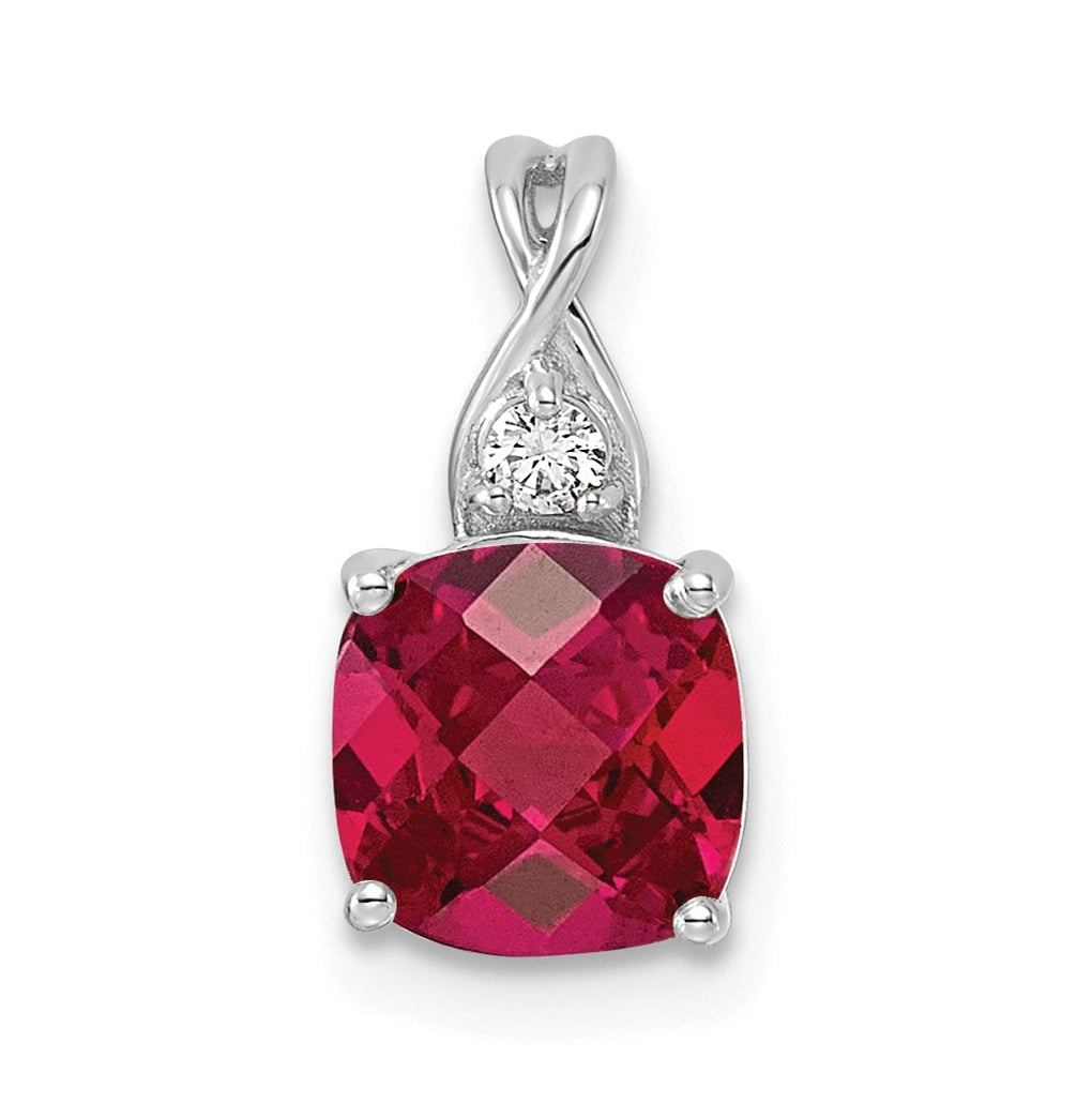 14k White Gold Checkerboard Amethyst and Lab Grown Diamond VS/SI+ G+ February Birthstone Complete Pendant – Elegant Jewelry Gift for Birthday, Anniversary, Engagement, Wedding