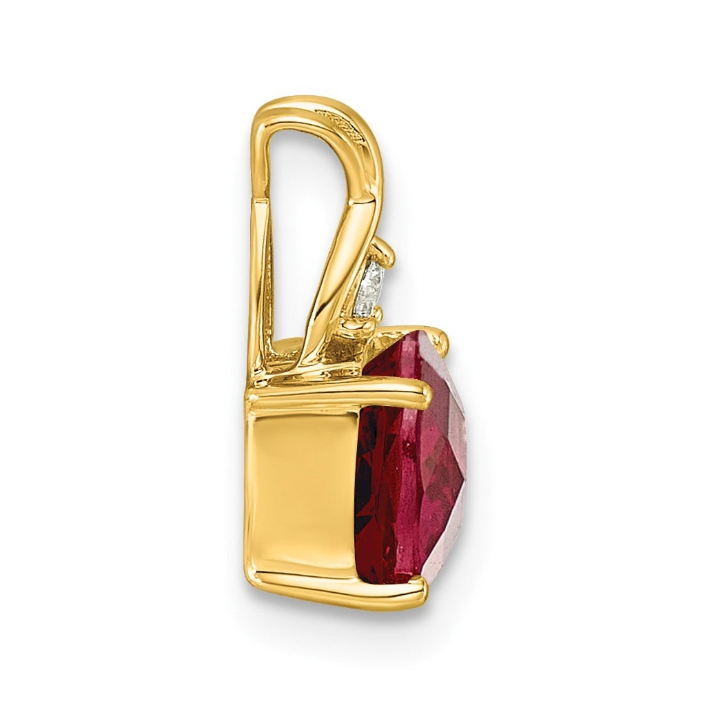 10K Yellow Gold Checkerboard Amethyst and Lab Grown Diamond VS/SI+ G+ February Birthstone Complete Pendant – Elegant Jewelry Gift for Birthday, Anniversary, Engagement, Wedding