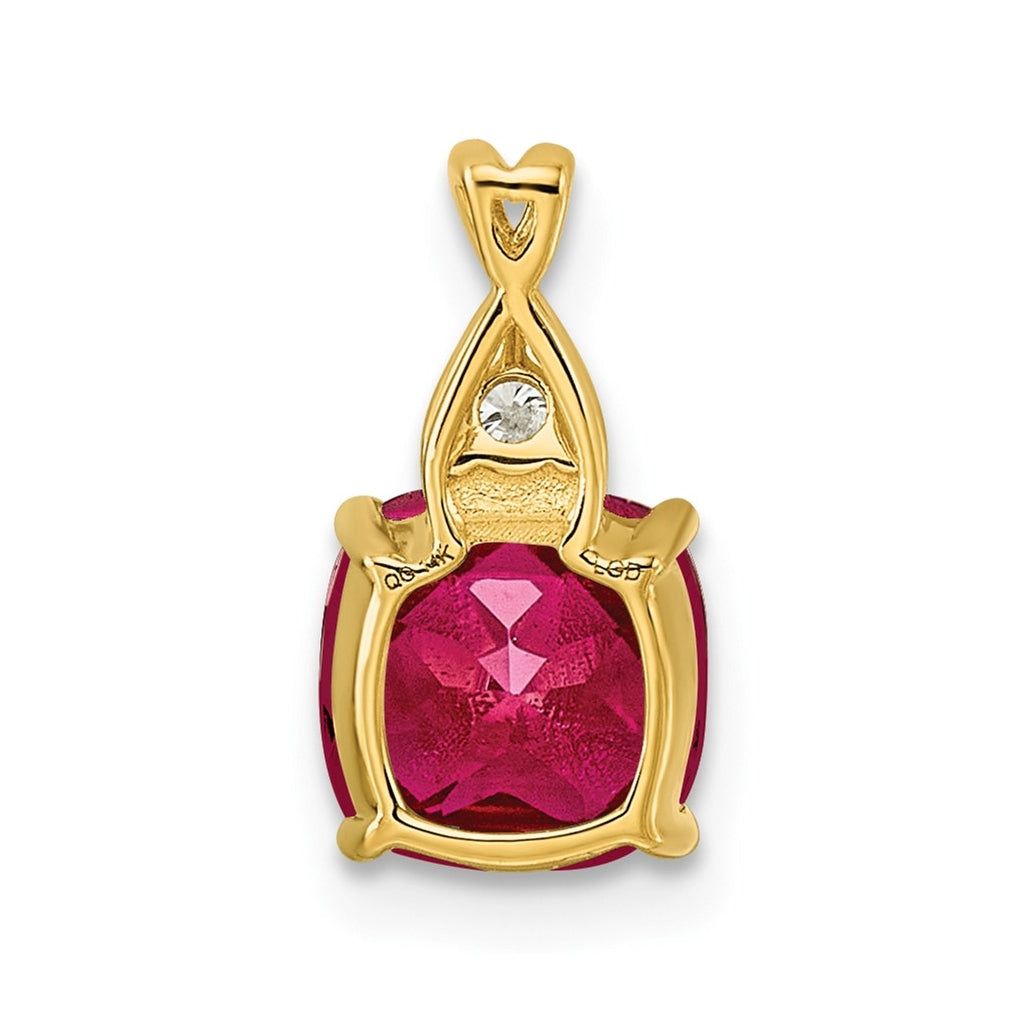 10K Yellow Gold Checkerboard Amethyst and Lab Grown Diamond VS/SI+ G+ February Birthstone Complete Pendant – Elegant Jewelry Gift for Birthday, Anniversary, Engagement, Wedding