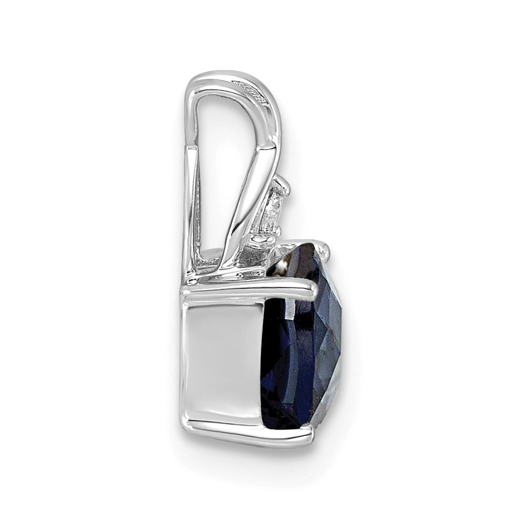14k White Gold Checkerboard Amethyst and Lab Grown Diamond VS/SI+ G+ February Birthstone Complete Pendant – Elegant Jewelry Gift for Birthday, Anniversary, Engagement, Wedding